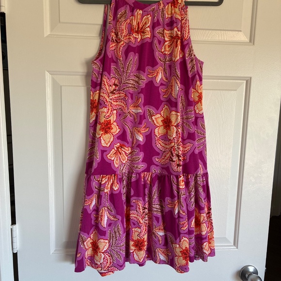 NWT Loft fuschia pink floral swing dress with back tie M - Picture 3 of 9